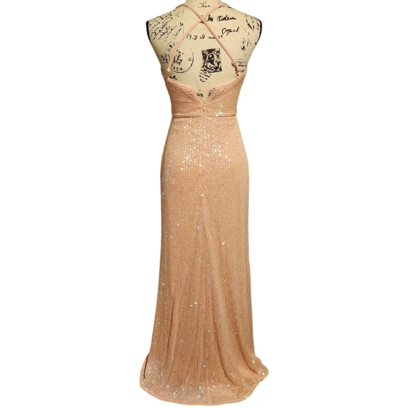 Morgan & Co Blush Sequin Evening Gown - Picture 4 of 8